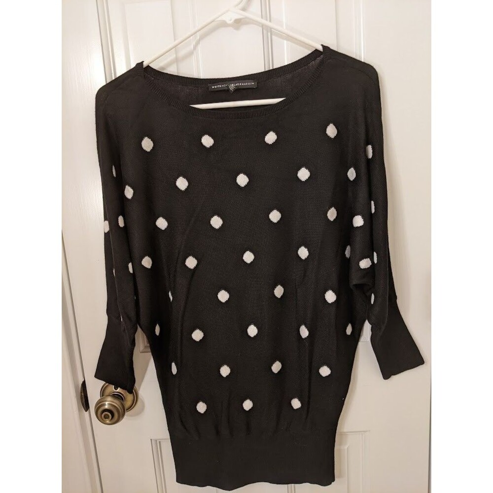 White House Black Market Sweater 3/4 Quarter Sleeve Polka Dot WHBM Size S